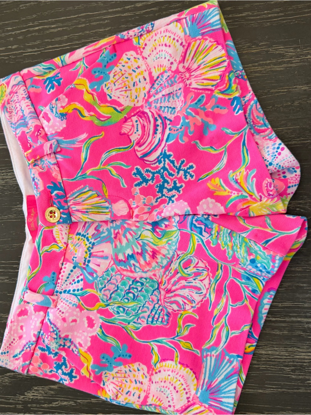 Lilly Pulitzer Hot Pink Seashell Print High-Waist Shorts